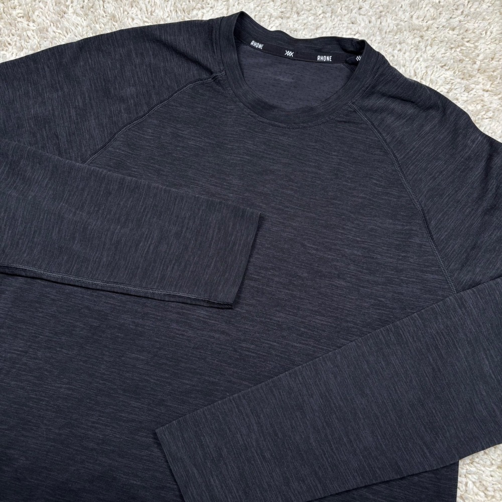 Rhone Reign Long Sleeve Performance Shirt Mens M Black Heather Raglan